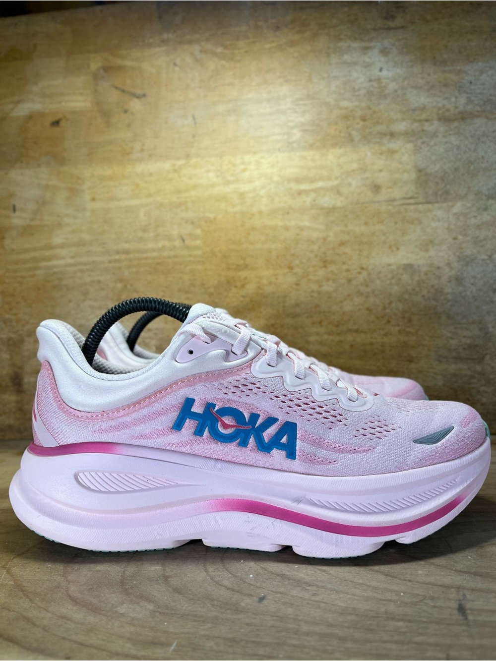 Hoka One One Bondi 9 REFLECTIVE Womens Size 9 Running Shoes Rose Tea Petal